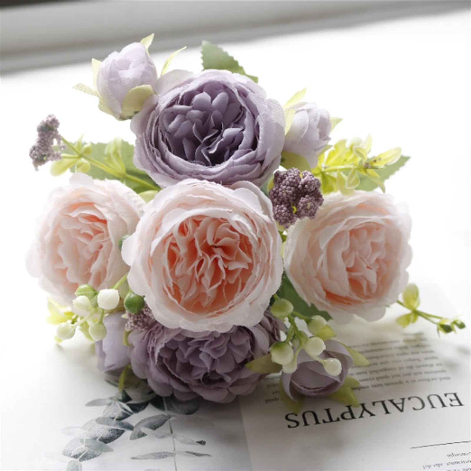 Amazon | 造花 枯れない花 30 センチメートルローズピンクシルク牡丹